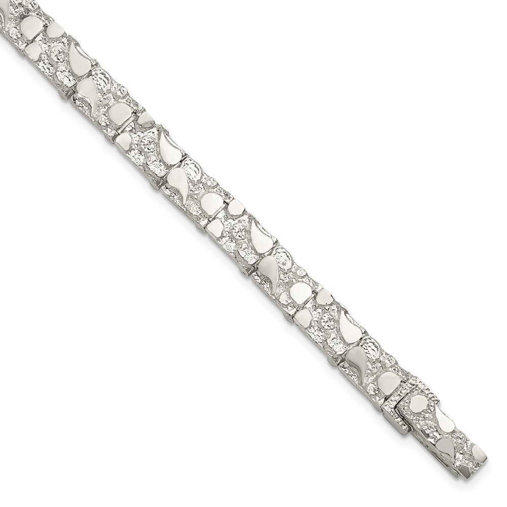 925 Sterling Silver Authentic Fine Jewelry Men's 7mm Nugget Bracelet